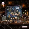 Front view of The Addams Family 35th Anniversary Advent Calendar box surrounded by vinyl figurines.