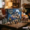 Front view of The Addams Family 35th Anniversary Advent Calendar box with miniature figures arranged on a table.
