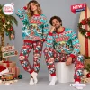 Front view of two models wearing The Beach Boys Turquoise Christmas Sweater And Jogger Set.