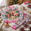 Front view of The Golden Girls Stay Golden Sweater and Jogger Set with pink and blue holiday pattern.
