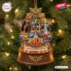 Front view of The Legend of Zelda 40th Anniversary ornament hanging on a lit Christmas tree.