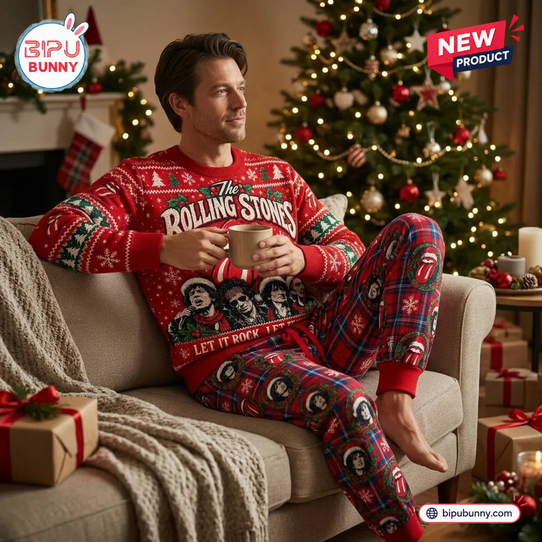 The Rolling Stones 2026 Christmas Sweater and Pants Set The Rolling Stones 2026 Christmas Sweater and Pants Set
