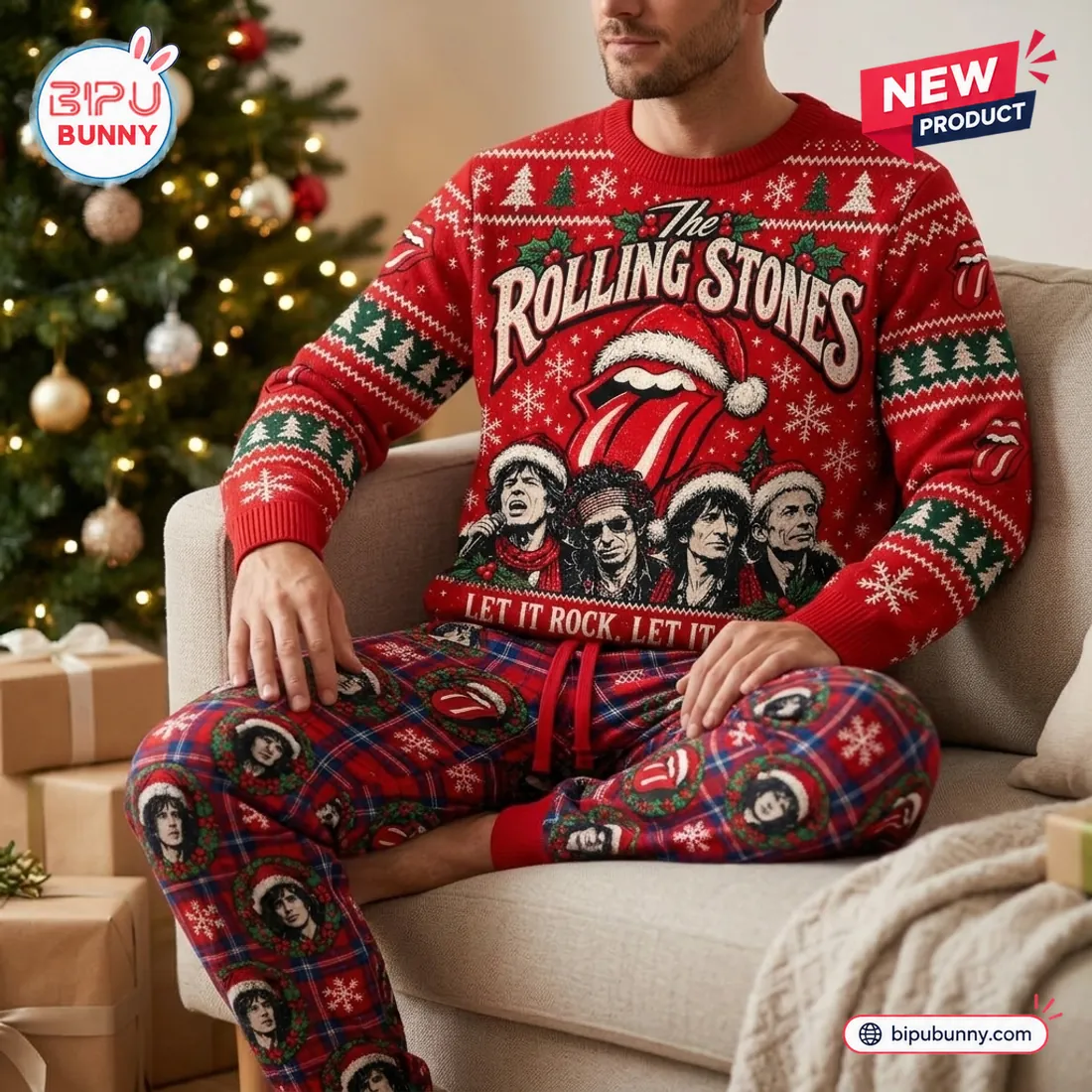 The Rolling Stones 2026 Christmas Sweater and Pants Set The Rolling Stones 2026 Christmas Sweater and Pants Set
