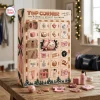 Front view of Top Corner Pink Handball Advent Calendar 2026 with twenty-four numbered daily doors on a wooden table.