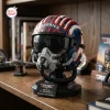 Front view of the Top Gun 40th Anniversary Helmet Building Set with visor and display stand.