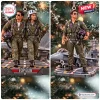 Split view of Top Gun Maverick aircraft Christmas ornament featuring pilots on an aircraft carrier.
