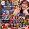 Front view of Transformers 40th Anniversary Collectible Advent Calendar with figures displayed on wooden blocks.