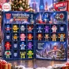 Open front view of the Transformers 40th Anniversary Collectible Advent Calendar displaying multiple small figures inside numbered slots.