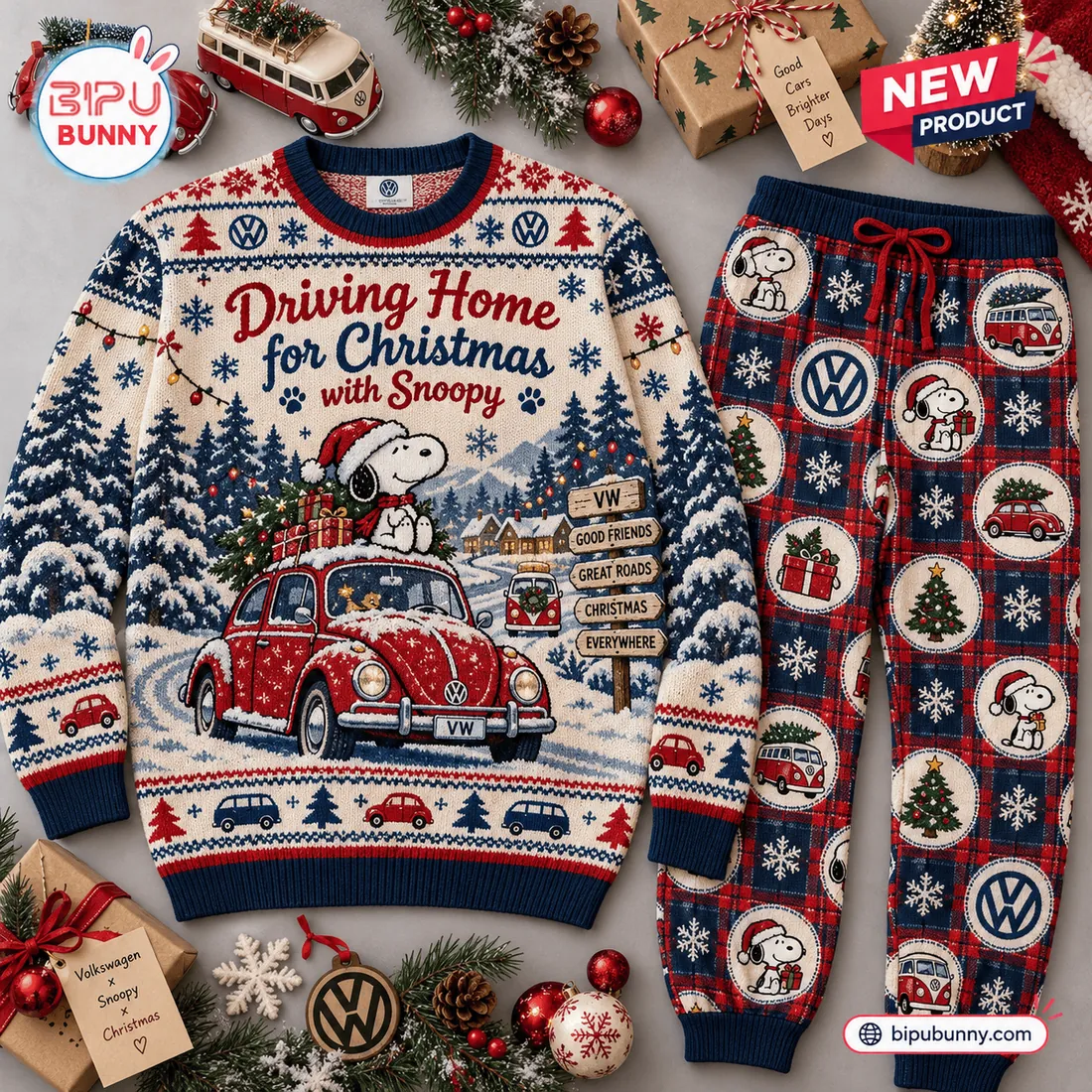 Volkswagen x Snoopy Christmas Sweater and Jogger Set Volkswagen x Snoopy Christmas Sweater and Jogger Set