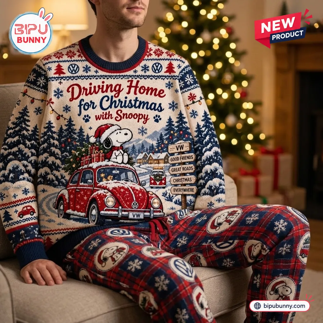 Volkswagen x Snoopy Christmas Sweater and Jogger Set Volkswagen x Snoopy Christmas Sweater and Jogger Set