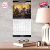 Front view of Warhammer 40000 Wall Calendar 2027 hanging on a wall showing July grid.