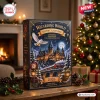 Front view of the Wizarding World 2026 Advent Calendar box on a wooden table with Christmas decor.
