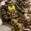 Front view of a Wu-Tang Clan Sweater and Jogger Pants Set in black and yellow with holiday motifs.
