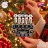 Close-up of a Christmas ornament featuring baseball players and the text Yes I am Old But I Saw New York Yankee Greatness.