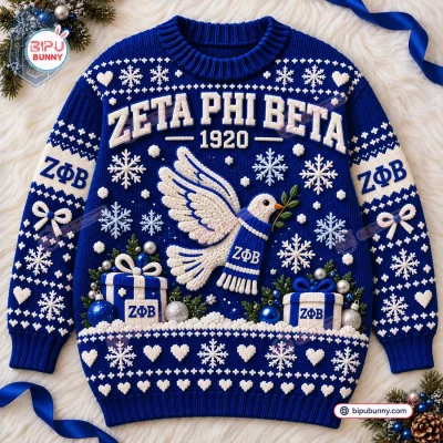 Zeta Phi Beta 1920 Blue Ugly Christmas Sweater